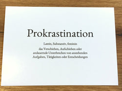Postkarte Prokrastination (Wortschatzkarte)