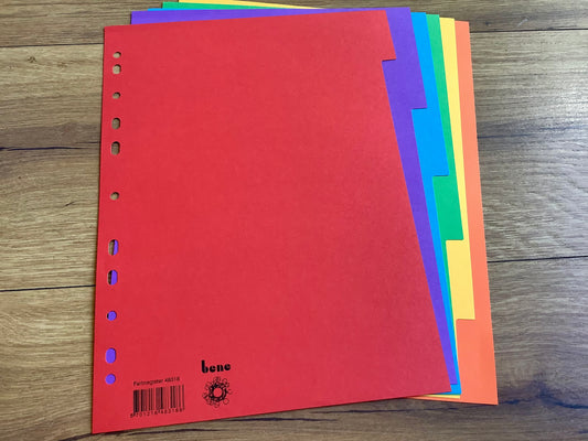 A4-Registerseiten in kräftigen Farben 