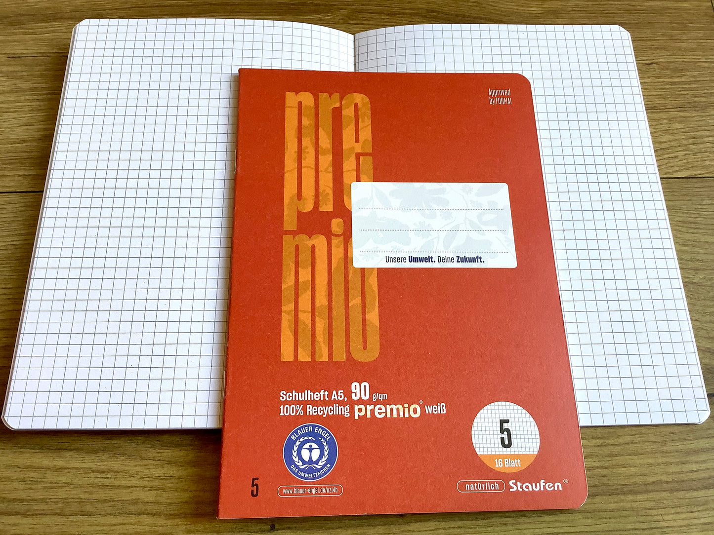 Schulheft A5 Lin.5 kariert 90g Premio RC