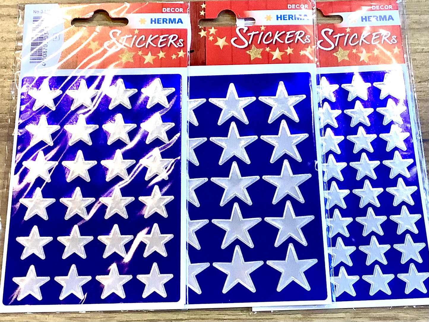 Sterne-Sticker silber X-Mas Aufkleber 3Bl. Herma°