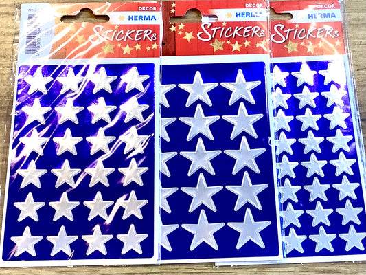 Sterne-Sticker silber X-Mas Aufkleber 3Bl. Herma°