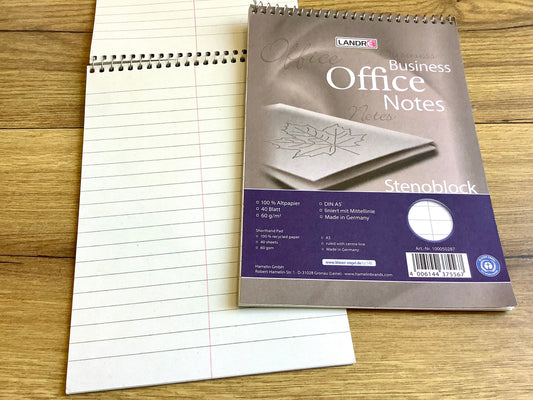 A5-Block Spiralnotizblock Stenoblock liniert