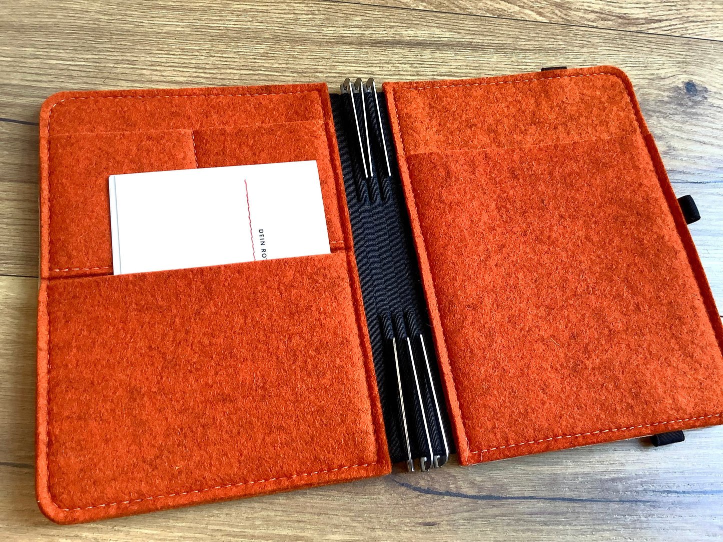 Taschenbegleiter Drucktuch M blau-rost #354 Roterfaden Unikat