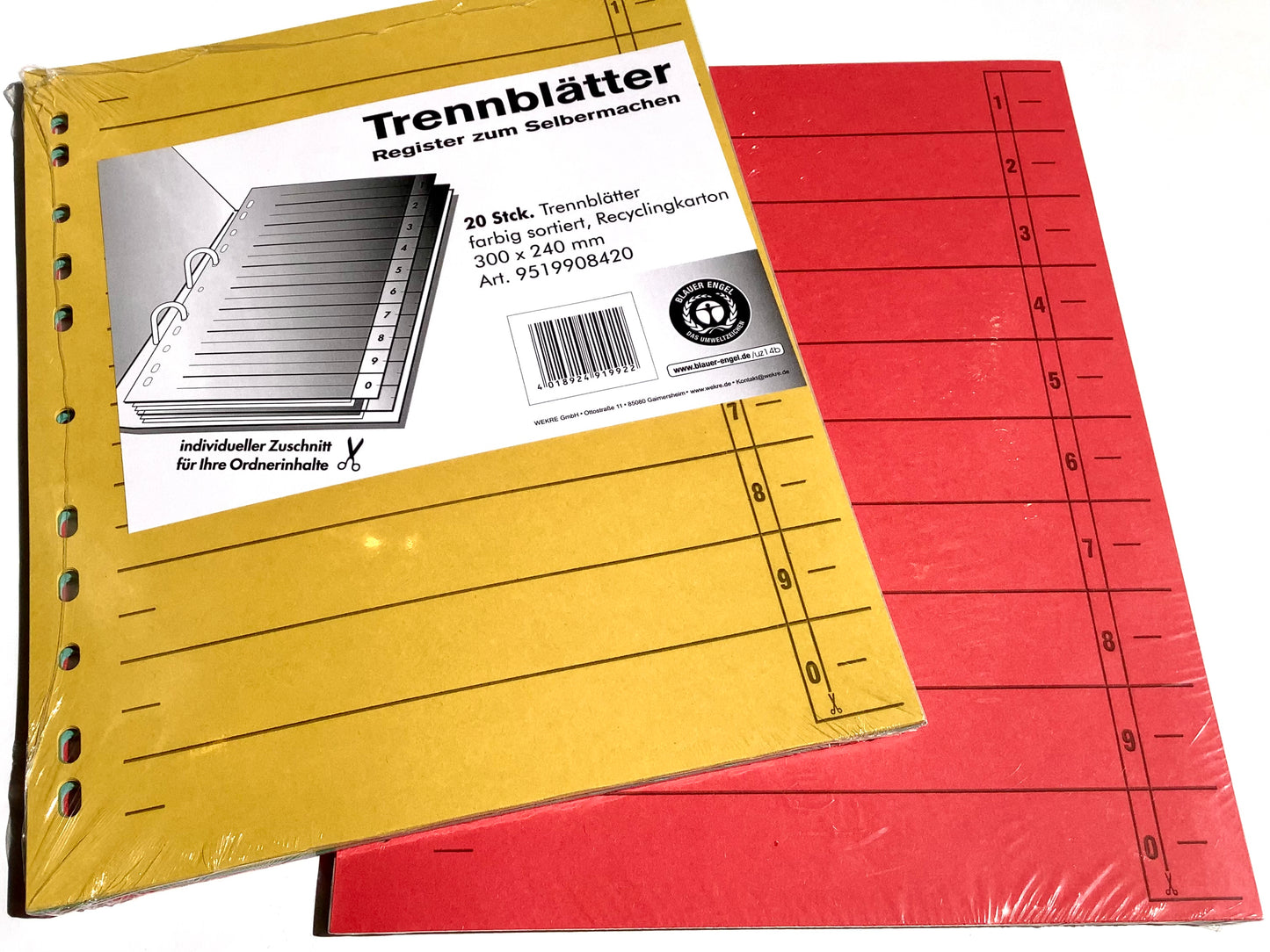 20 Trennblätter A4 in 4 Farben