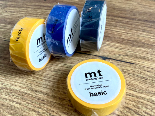 washi-tape mt unifarben: gelb-grau-blau