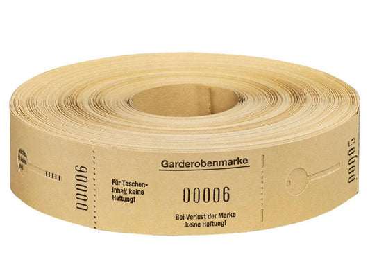 Garderobennummern 00001-00500 Rolle gelb