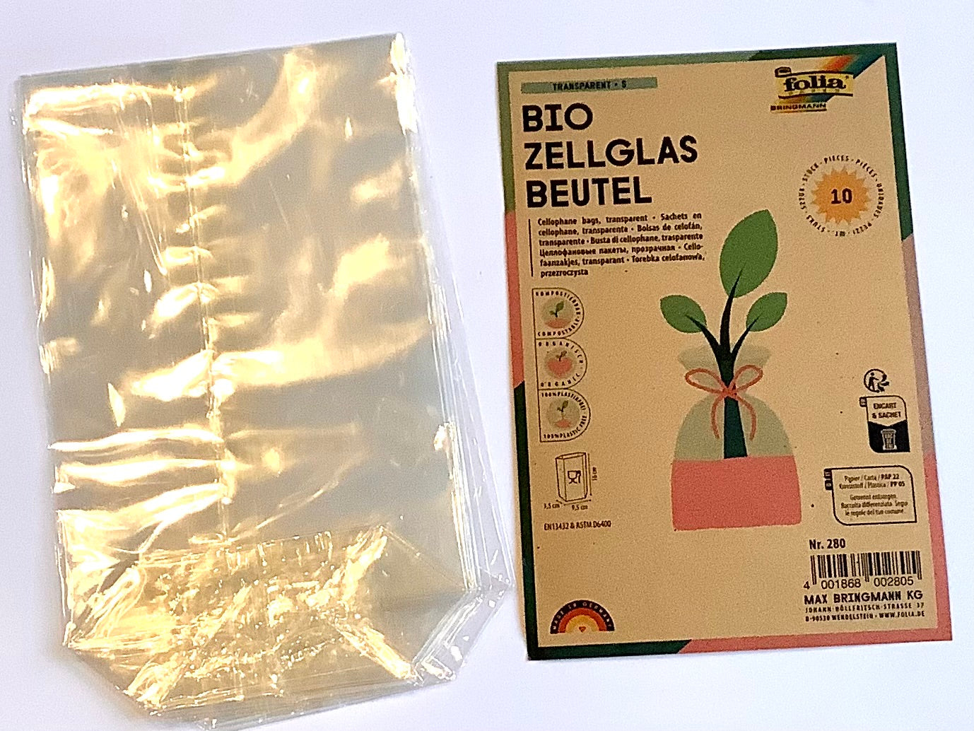 Zellglasbeutel bio transparent lebensmittelecht folia