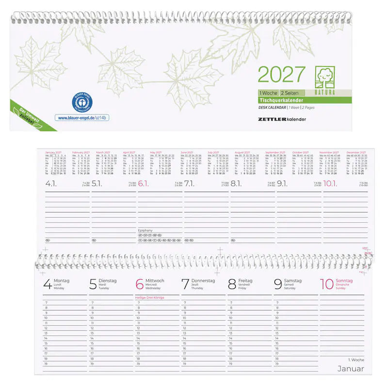 Tischkalender quer 1W/2S Zettler RC 2027