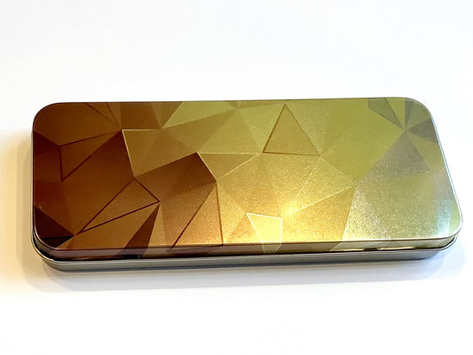 Blech-Etui für Zirkel oder Stifte gold