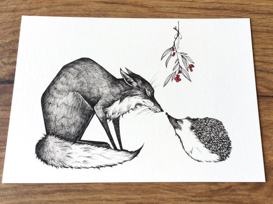 Postkarte Fuchs & Igel Bambus Ligarti