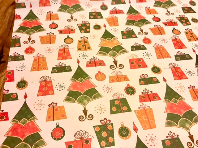 Geschenkpapier 2 Bogen Weihnachtsbäume