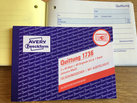 Quittung 1736 A6 SD 2x40Bl brutto Avery
