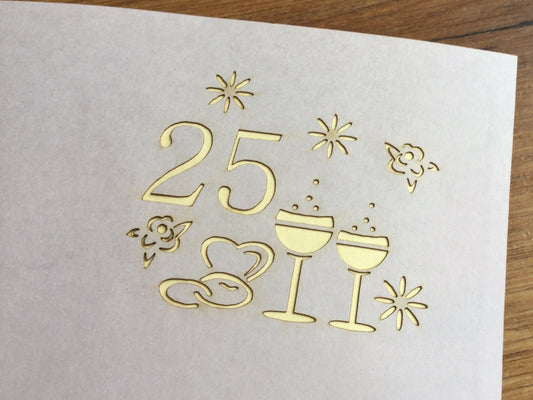 Grußkarte 3D Silberne Hochzeit 25 Jahre