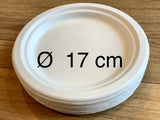 Teller aus Zuckerrohr (Bagasse) weiß Ø17cm°