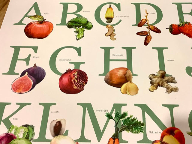 Poster ABC Früchte Alphabet 60x40cm (Schnurverlag)