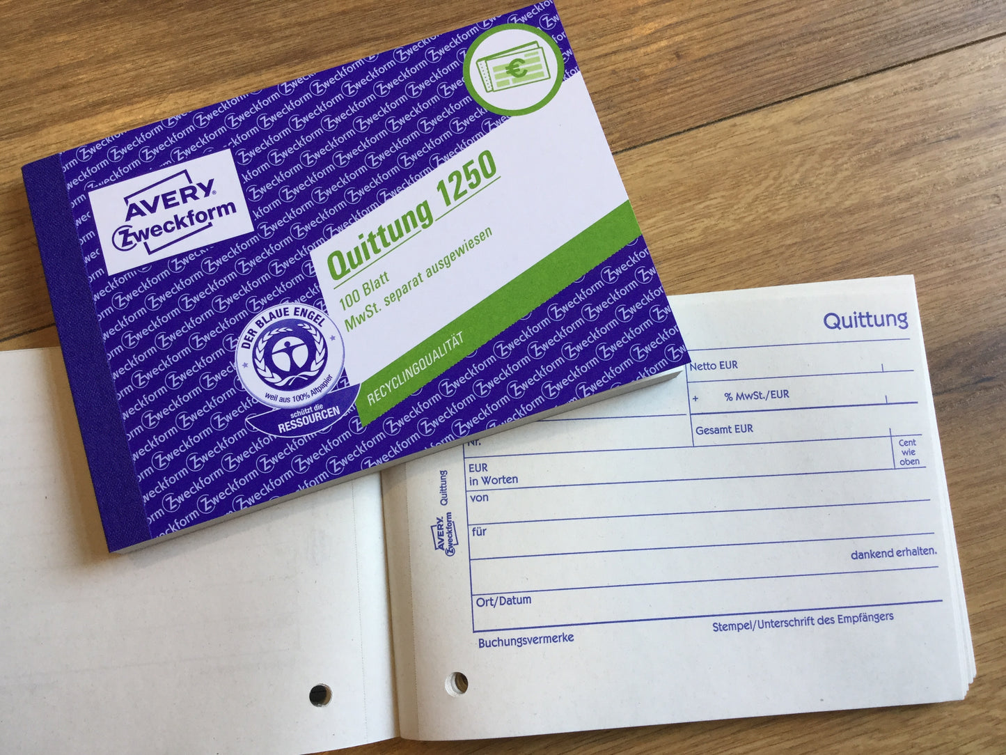 Quittung A6 AveryZweckform 1250 (netto) Recycling
