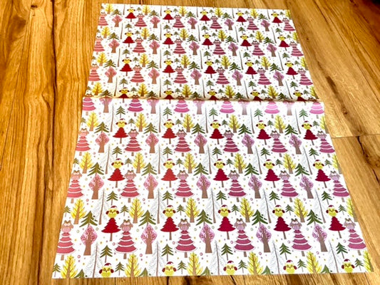 X-Mas-Eulen Winter Tannen Geschenkpapier