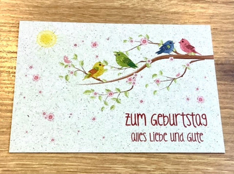 Postkarte Graspapier Zum Geburtstag alles Liebe
