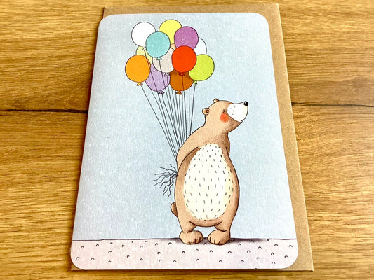 Briefkarte Bär Ballons Geburtstag (Gutrath)
