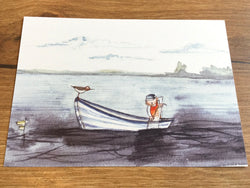 Postkarte Boddenfischer (Inka Erichsen)