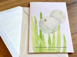 Grußkarte mit Blumensamen der Frühlingszwiebel