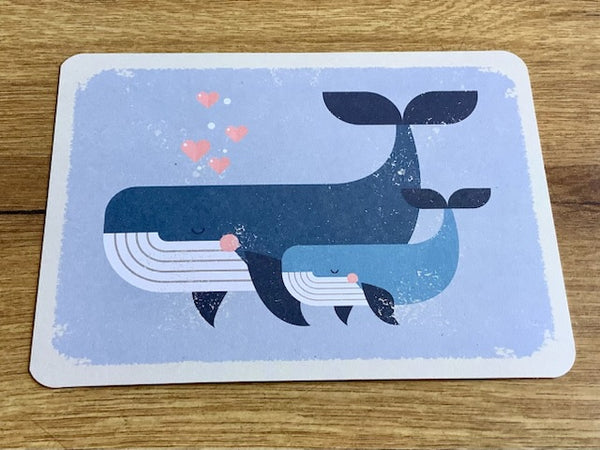 Postkarte Blauwalmutter mit Kind (Gutrath)