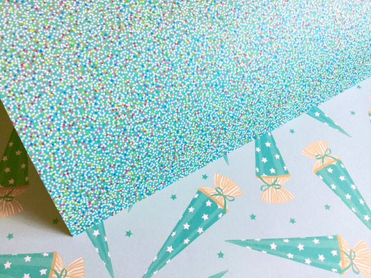 Geschenkpapier Schultüten türkis My Pretty Circus