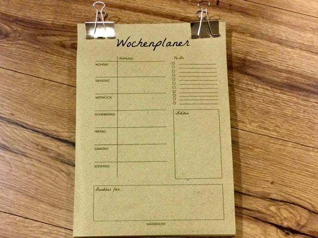 Wochenplaner A4 Graspapier vegan 54 Blatt