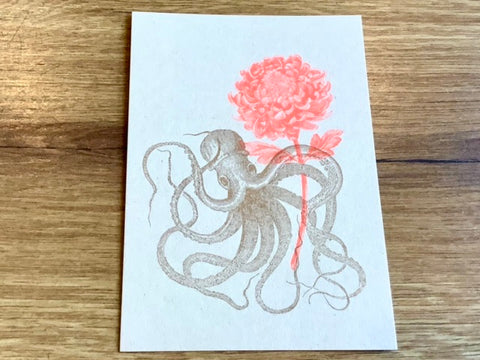 Postkarte Oktopus Blume (Togethery)