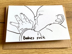 Briefkarte Babies suck (Superjuju)