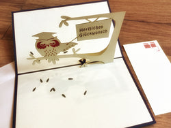 3D-Karte Glückwunsch-Uhu Eule