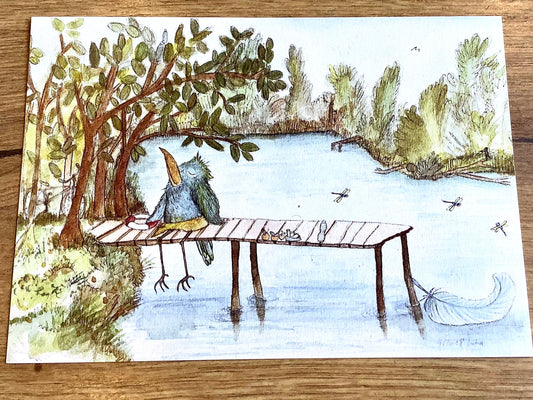 Postkarte Vogel mit Rettungsring (Inka Erichsen) - Polly Paper - Umweltfreundliche Schreibwaren