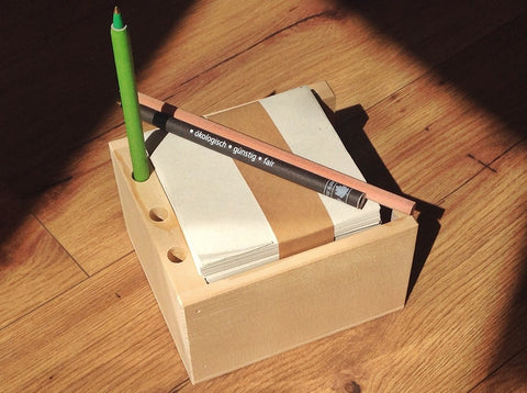 Zettelkasten Fichte 3 Stift-Bohrungen - Polly Paper