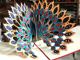 3D-Karte Pfau 15x15 Pop-up