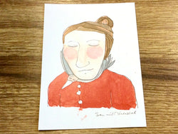 Postkarte Frau mit Möwenschal (Inka Erichsen)