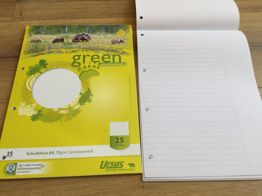 A4-Block liniert mit Rand (Lin.25) 50Blatt gelocht