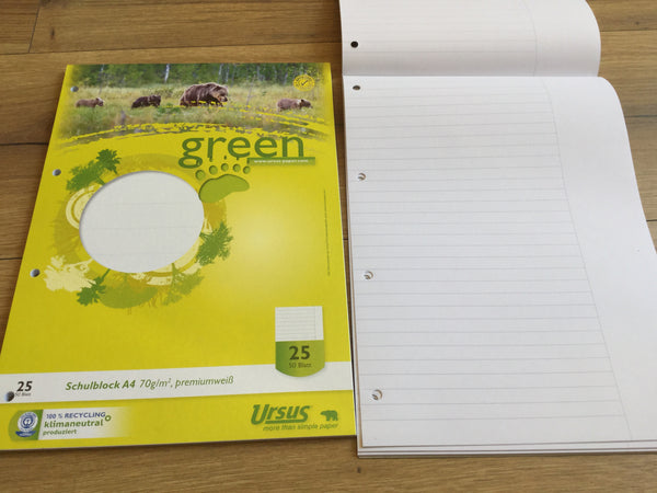 A4-Block liniert mit Rand (Lin.25) 50Blatt gelocht