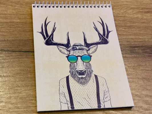 Notizblock A6 kariert Spiralblock Hirsch