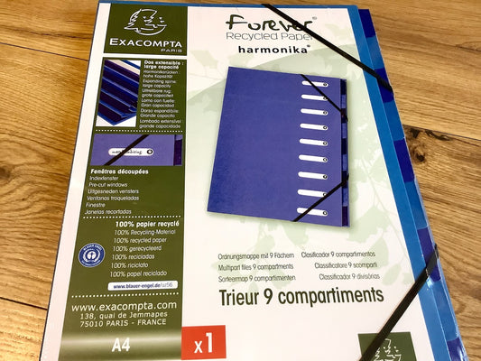 Ordnungsmappe 9 Fächer blau Forever Exacompta