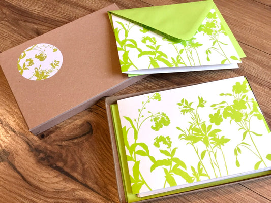 Klappkarten 5x Wiesenkräuter Set grün