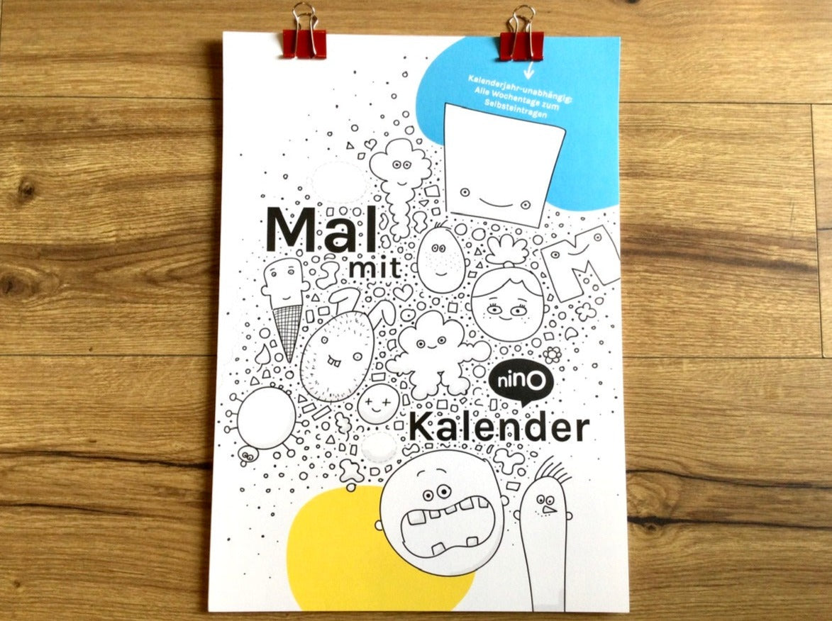 Deckblatt des "Mal-mit"-Bastelkalenders von nino. Zum Aus-und weitermalen. Undatiert.