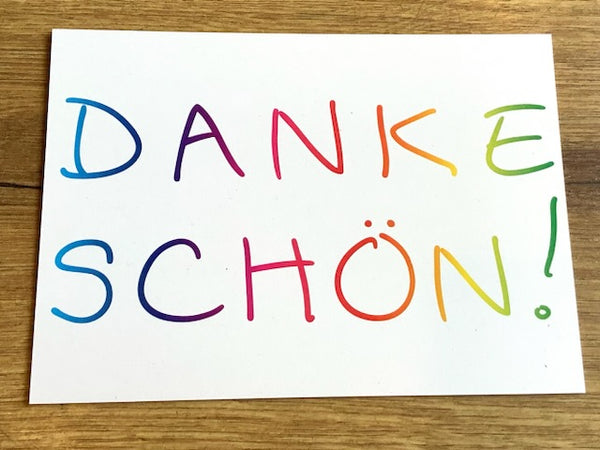 Postkarte Danke schön! Regenbogenfarben