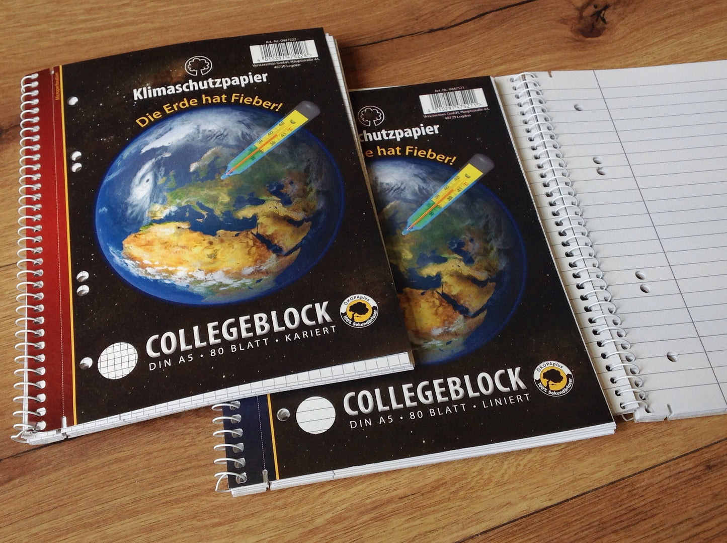 Collegeblock A4 Recyclingpapier kariert und liniert