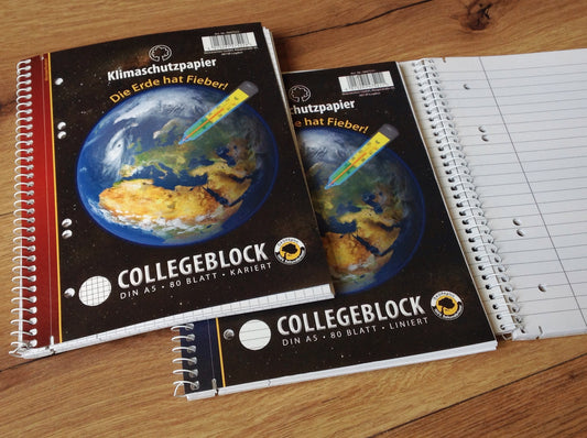 Collegeblock A4 Recyclingpapier kariert und liniert
