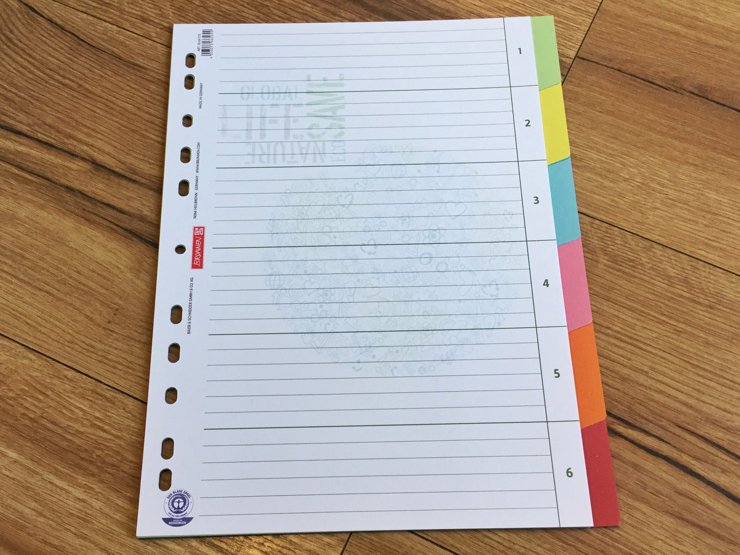 Register A4 farbig Brunnen Recycling°