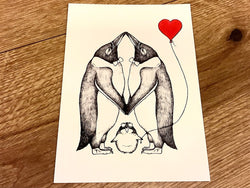 Postkarte Pinguinliebe males Bambus (Ligarti)