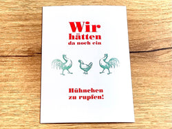 Postkarte Hühnchen zu rupfen (gute&böse)