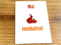 Postkarte Innehalten Hasen (gute&böse)