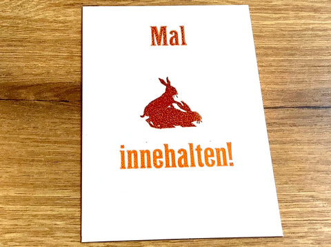 Postkarte Innehalten Hasen (gute&böse)