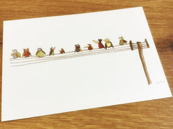 Postkarte Vögel auf der Leine Erichsen